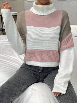 Essnce Jersey de color combinado cuello alto de hombros caidos
