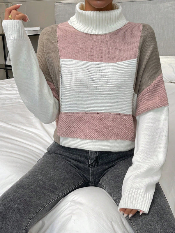 Essnce Jersey de color combinado cuello alto de hombros caidos