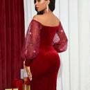 Lady Vestido De Mujer Con Hombros Descubiertos Y Mangas De Farol