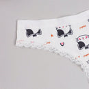 Ropa Interior Sexy De Tanga Con Diseno De Gatos Y Adornos De Encaje Lindos Para Mujer