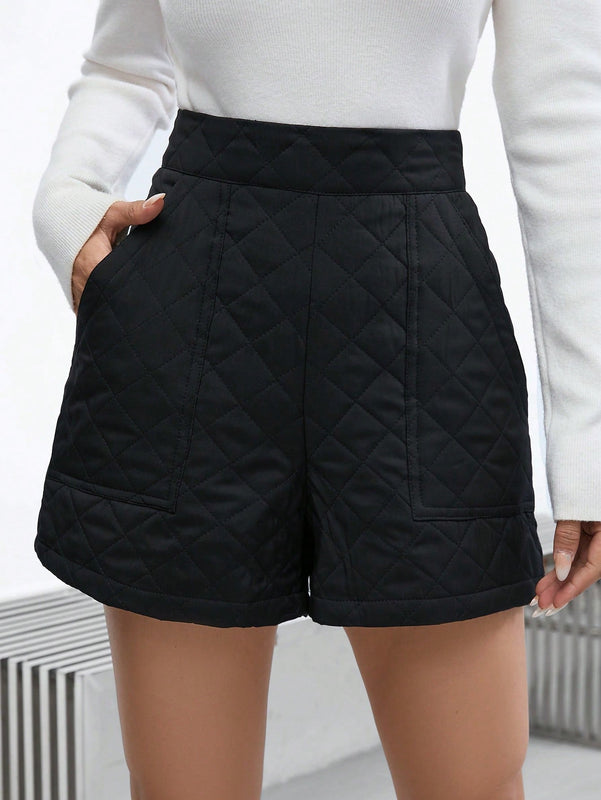 Essnce Shorts de talle alto con bolsillo oblicuo guateado
