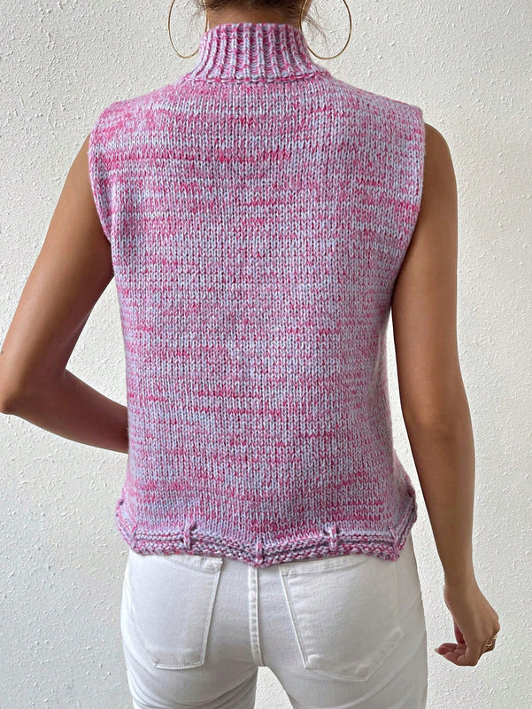 Essnce Chaleco de punto de space dye tejido de cable cuello alto