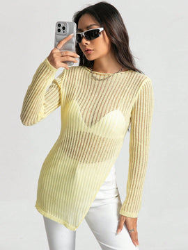 EZwear Jersey bajo con abertura de punto de malla sin sujetador