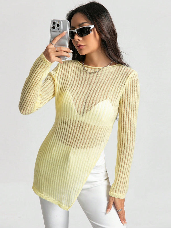 EZwear Jersey bajo con abertura de punto de malla sin sujetador