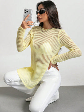 EZwear Jersey bajo con abertura de punto de malla sin sujetador