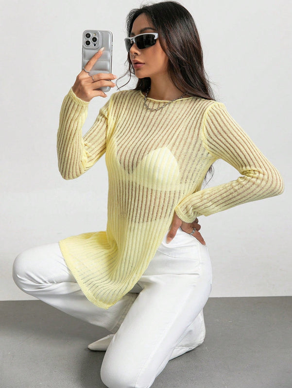 EZwear Jersey bajo con abertura de punto de malla sin sujetador