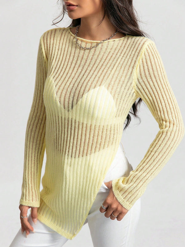 EZwear Jersey bajo con abertura de punto de malla sin sujetador