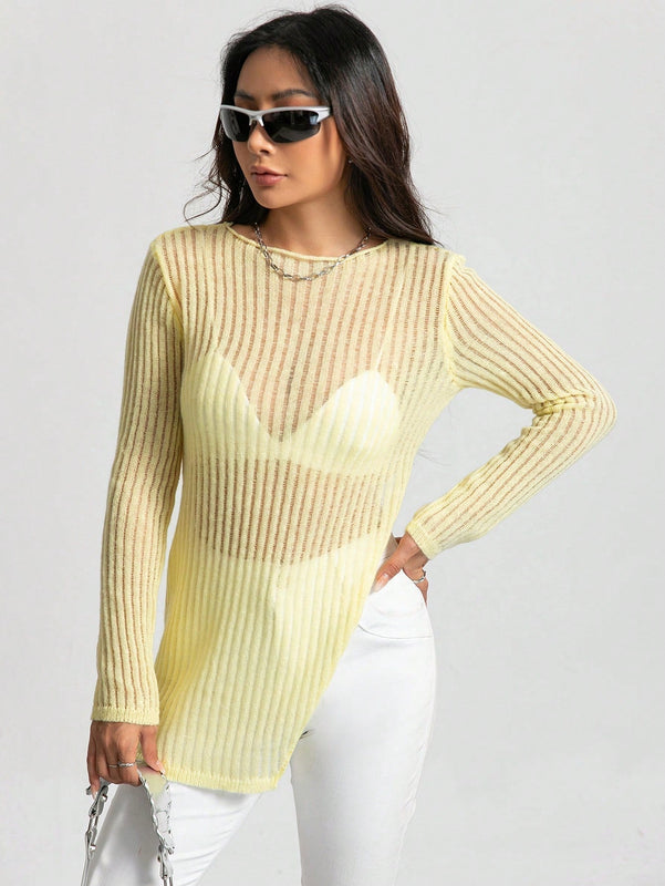 EZwear Jersey bajo con abertura de punto de malla sin sujetador