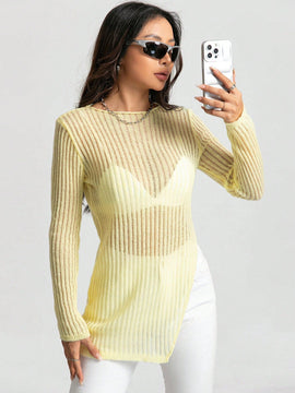 EZwear Jersey bajo con abertura de punto de malla sin sujetador
