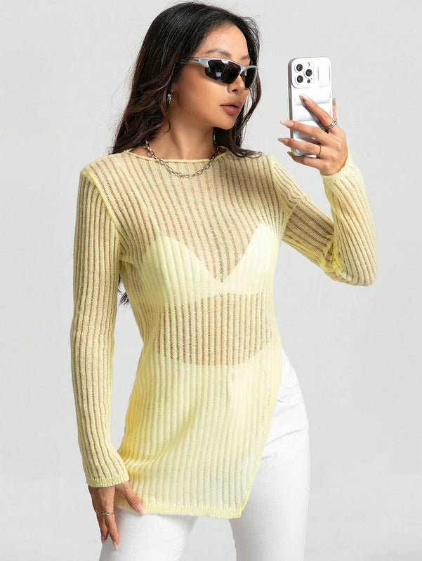 EZwear Jersey bajo con abertura de punto de malla sin sujetador