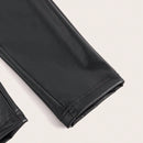 Pantalones pitillo de cuero PU con detalle de botones