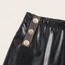 Pantalones pitillo de cuero PU con detalle de botones