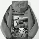 Ezwear sudadera con capucha informal con estampado de paisaje y letras oversize para otono e invierno