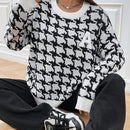 EZwear Jersey con patron de pata de gallo de hombros caidos