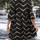 Vestido con estampado de cheuron con cremallera cuarta de manga farol