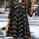 Vestido con estampado de cheuron con cremallera cuarta de manga farol