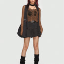 ROMWE Grunge Punk Jersey tejido abierto sin sujetador