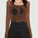 ROMWE Grunge Punk Jersey tejido abierto sin sujetador