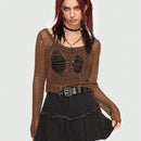 ROMWE Grunge Punk Jersey tejido abierto sin sujetador