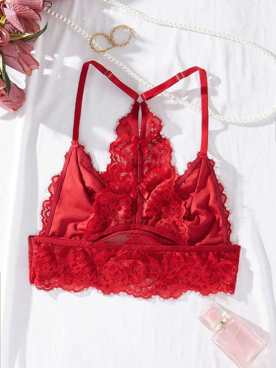 Sujetador arnes con encaje floral