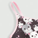 Set de lenceria con estampado de dibujos animados unido en contraste