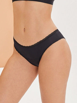 FINETOO 1 Pieza Ropa Interior Femenina Del Periodo En Color Solido Con Encaje Y Con Cuatro Capas Resistentes Al Fugas Y De Baja Cintura