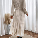 VCAY Vestido con cinturon de manga farol bajo con fruncido