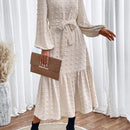 VCAY Vestido con cinturon de manga farol bajo con fruncido