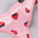 Mujer 3 piezas Tanga sexy dulce ribete con encaje en contraste con corazon & con cereza & con patron de fresa