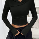 Ezwear sudadera con capucha unicolor crop