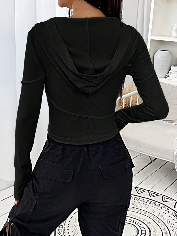 Ezwear sudadera con capucha unicolor crop