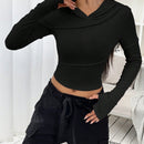 Ezwear sudadera con capucha unicolor crop
