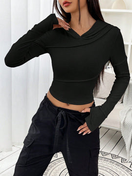 Ezwear sudadera con capucha unicolor crop