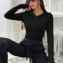 Ezwear sudadera con capucha unicolor crop