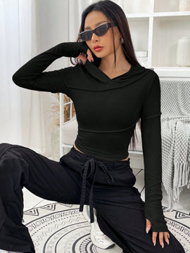Ezwear sudadera con capucha unicolor crop