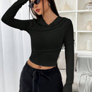 Ezwear sudadera con capucha unicolor crop