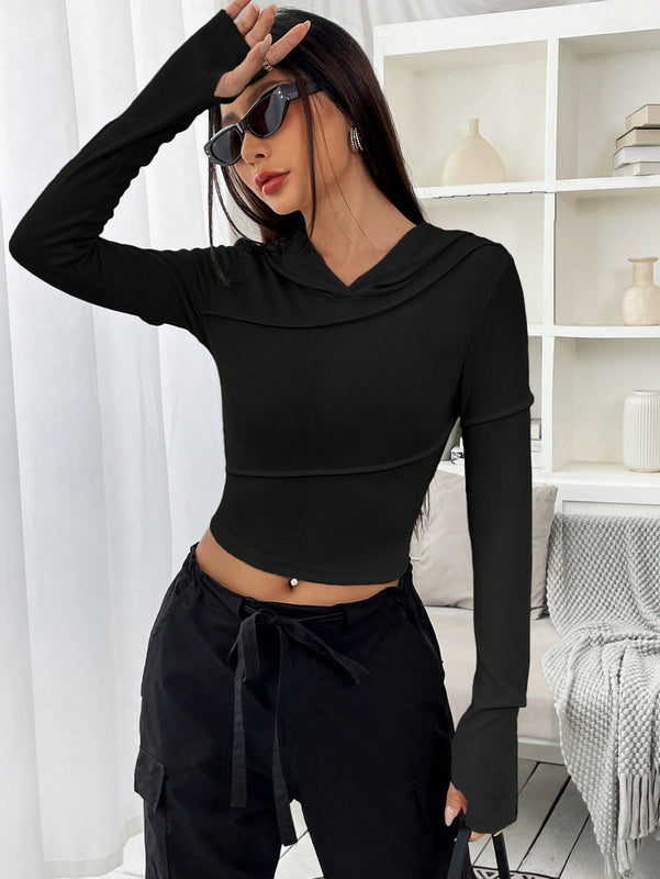 Ezwear sudadera con capucha unicolor crop