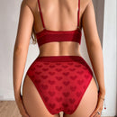 Set de lenceria con estampado de corazon