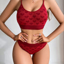 Set de lenceria con estampado de corazon