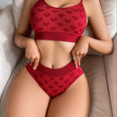 Set de lenceria con estampado de corazon