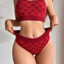 Set de lenceria con estampado de corazon