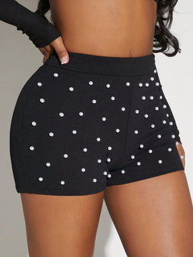 SXY Shorts con cuenta de perla unicolor