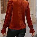 Clasi Blusa de cuello con cordon de manga amplia