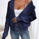 Frenchy cardigan con botones de corte casual y rayas para mujer, para otono/invierno