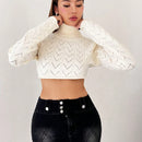 ICON Jersey crop cuello alto de punto de malla micro