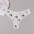 Ropa Interior Sexy De Tanga Con Diseno De Gatos Y Adornos De Encaje Lindos Para Mujer