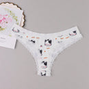 Ropa Interior Sexy De Tanga Con Diseno De Gatos Y Adornos De Encaje Lindos Para Mujer