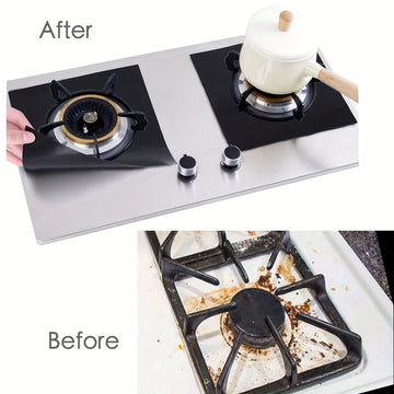 4pcs Protectores de Estufa de Gas Reutilizables y Antiadherentes - Limpieza Rápida, Cubiertas de Cocina Libres de BPA para Cocinar y Limpiar Fácilmente, Protector de la Parte Superior de la Estufa