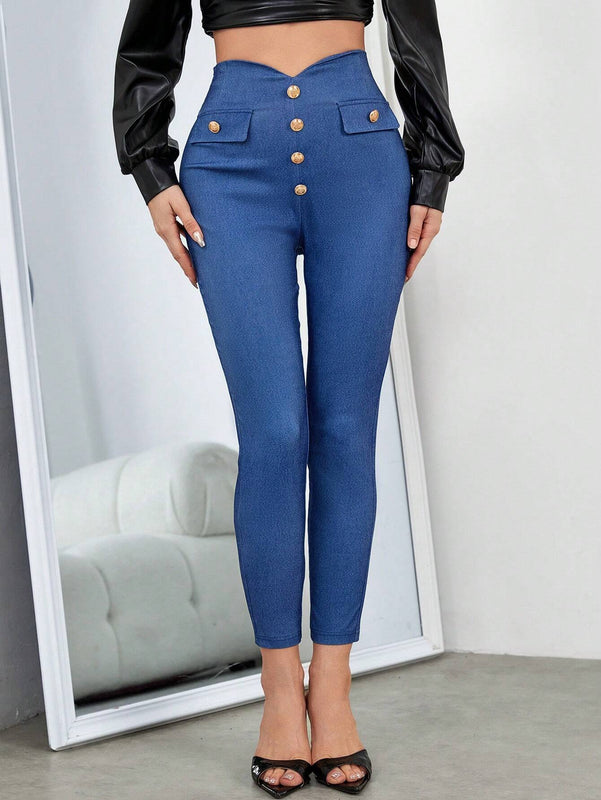 Prive Pantalones ajustados con diseno de solapa