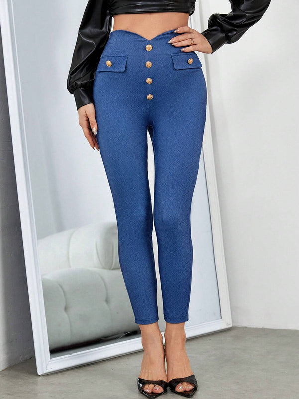 Prive Pantalones ajustados con diseno de solapa